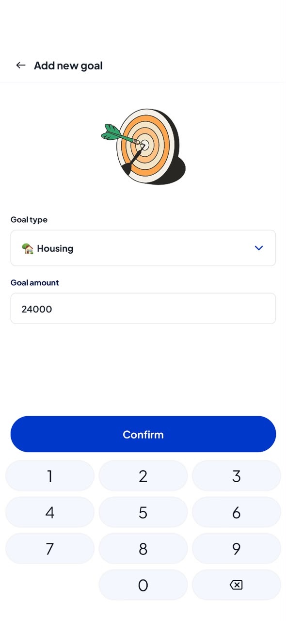 V1 Add new goal screen with goal type and amount